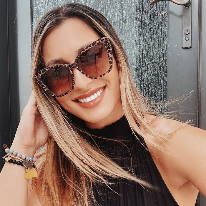 lifestyle - Shelli wearing the becky ii leopard tortoise and brown gradient - UGC