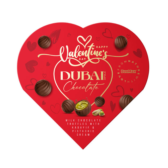 Beemax Dubai Milk Chocolate Truffles Heart Candy - 12 Count