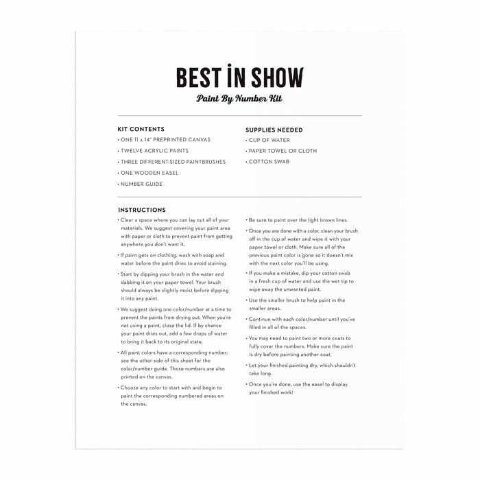 Best In Show 11 x 14 Paint By Number Kit Michael Driver