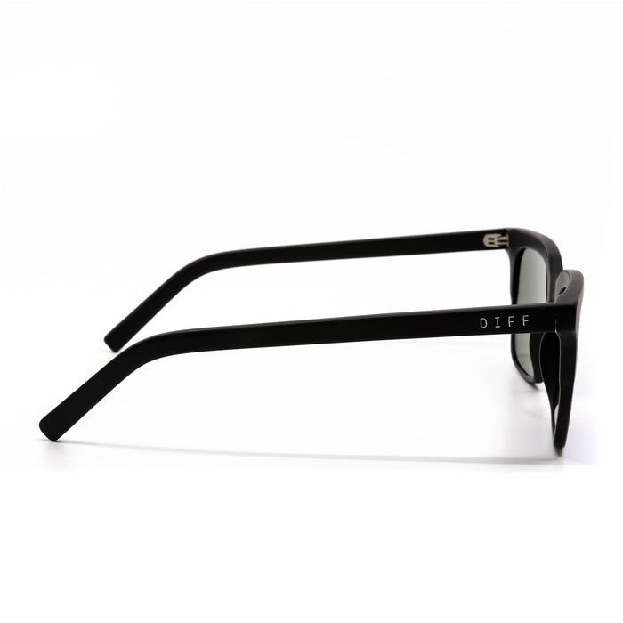 Billie sunglasses with matte black frame and blue mirror lens- side view