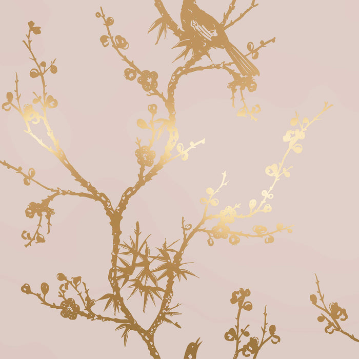 DOUBLE ROLL / Rose Pink and Gold Birds