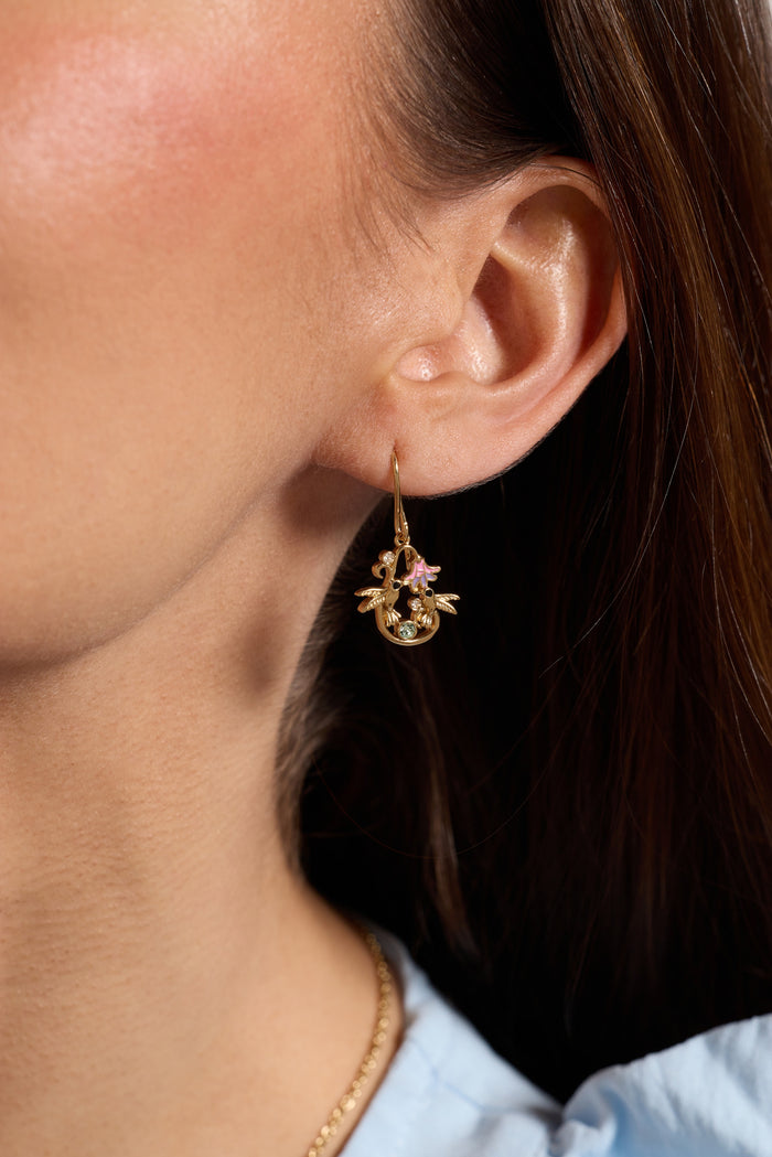 'Birds of a Feather' Hummingbird Enamel Drop Earring