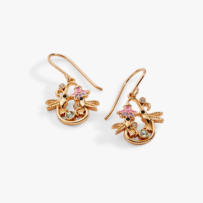 'Birds of a Feather' Hummingbird Enamel Drop Earring