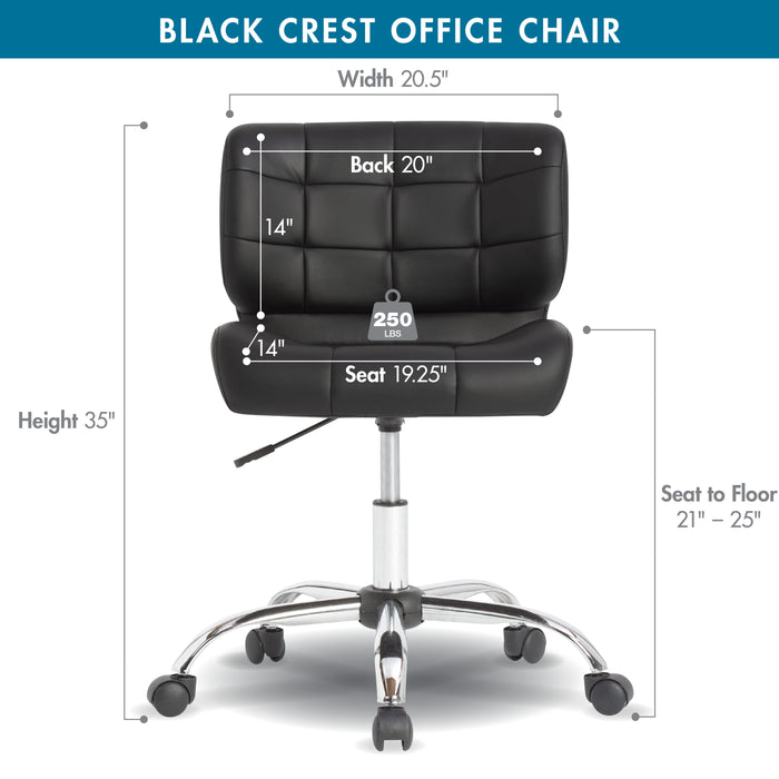 Black Crest height Adjustable Swivel Task Chair Chrome / Black Vinyl-10658