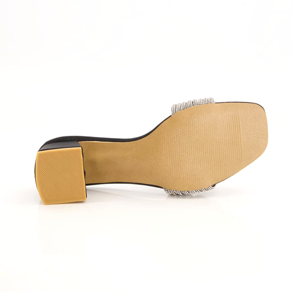 Black Fancy Heel Slippers for women