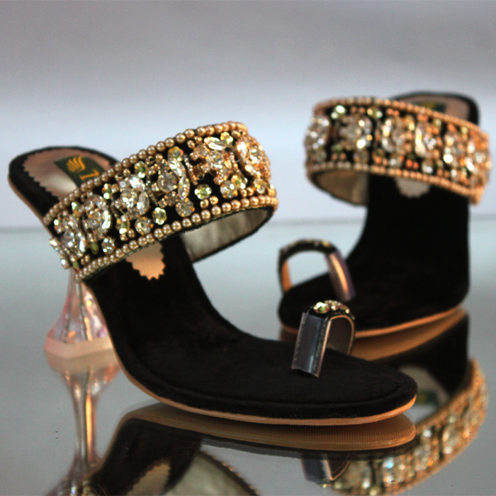 Black Heel Slippers For Women