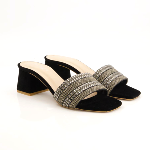 Black Heel Slippers for women
