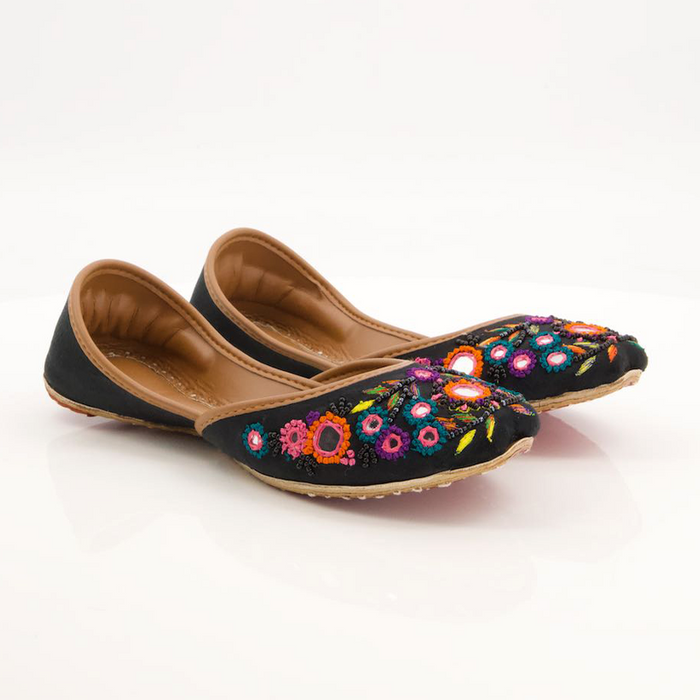 Black Multi Khussa for Women