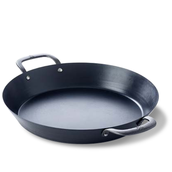 Black Steel paellapan 38 cm zwart zijaanzicht