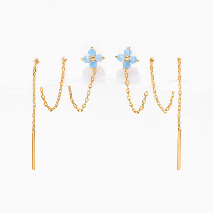 Blue Blossom Threader Earrings