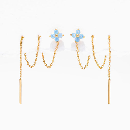 Blue Blossom Threader Earrings