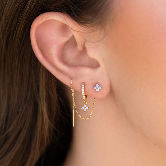 Blue Blossom Threader Earrings