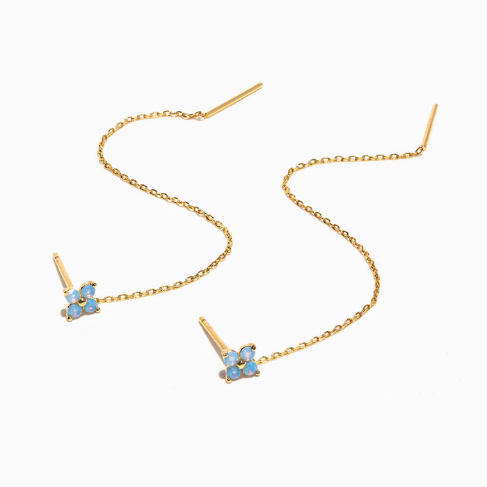 Blue Blossom Threader Earrings