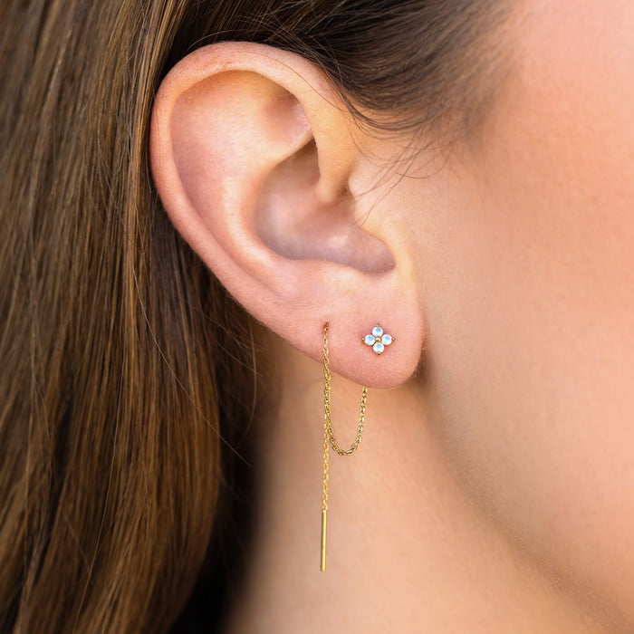 Blue Blossom Threader Earrings