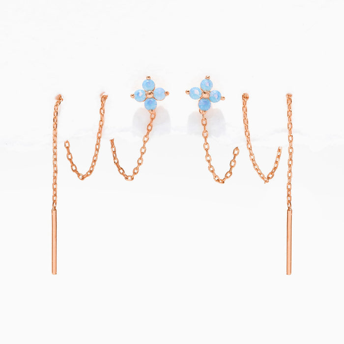 Blue Blossom Threader Earrings