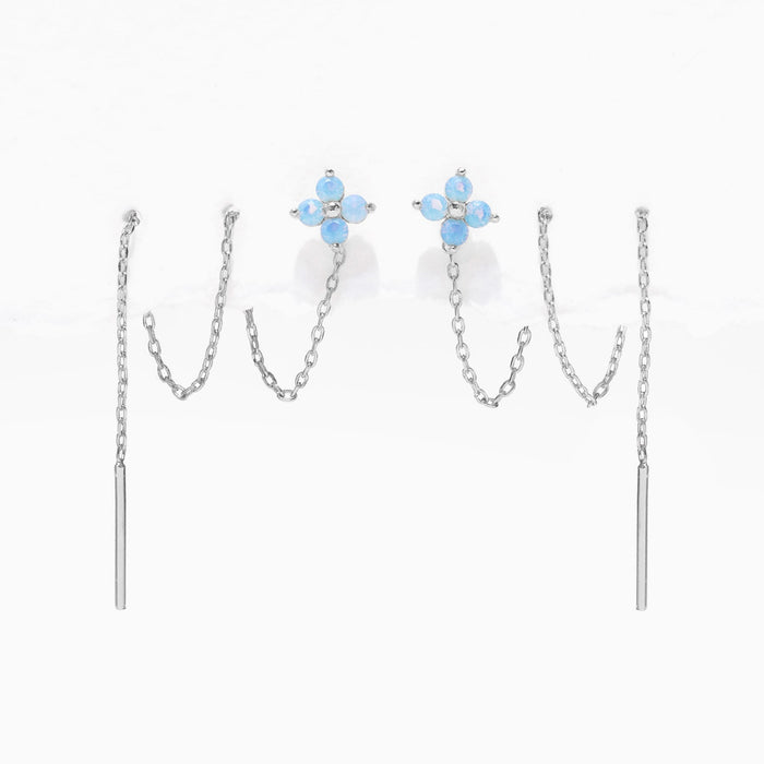 Blue Blossom Threader Earrings