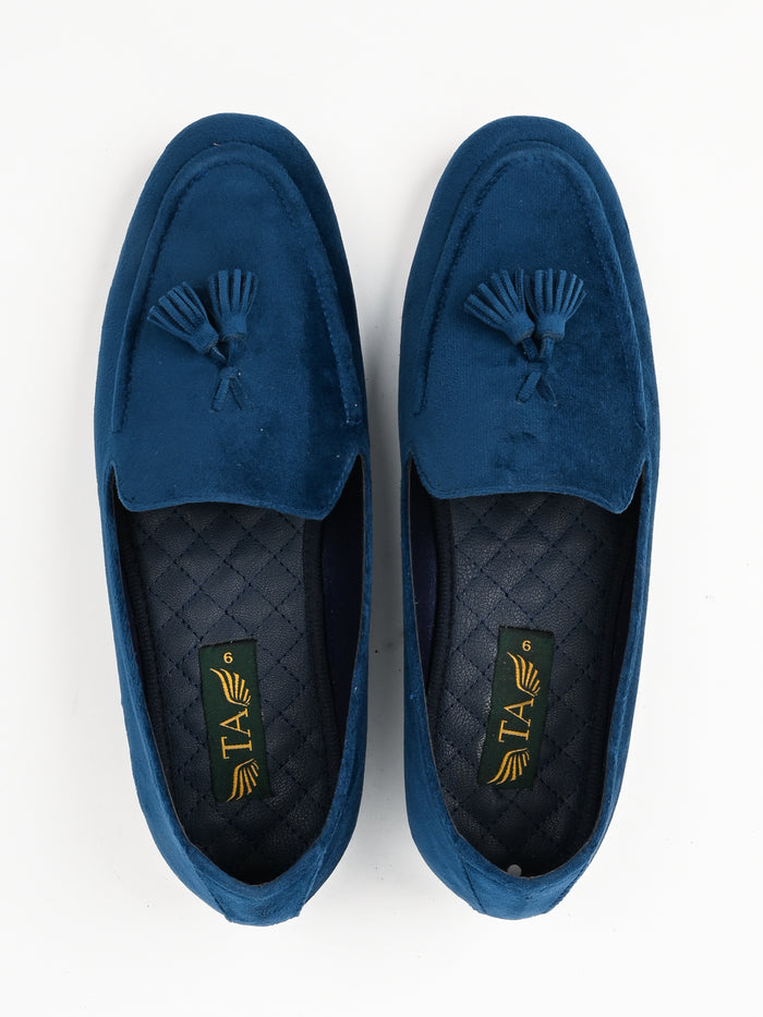 Blue Velvet Casual Loafers For Men's