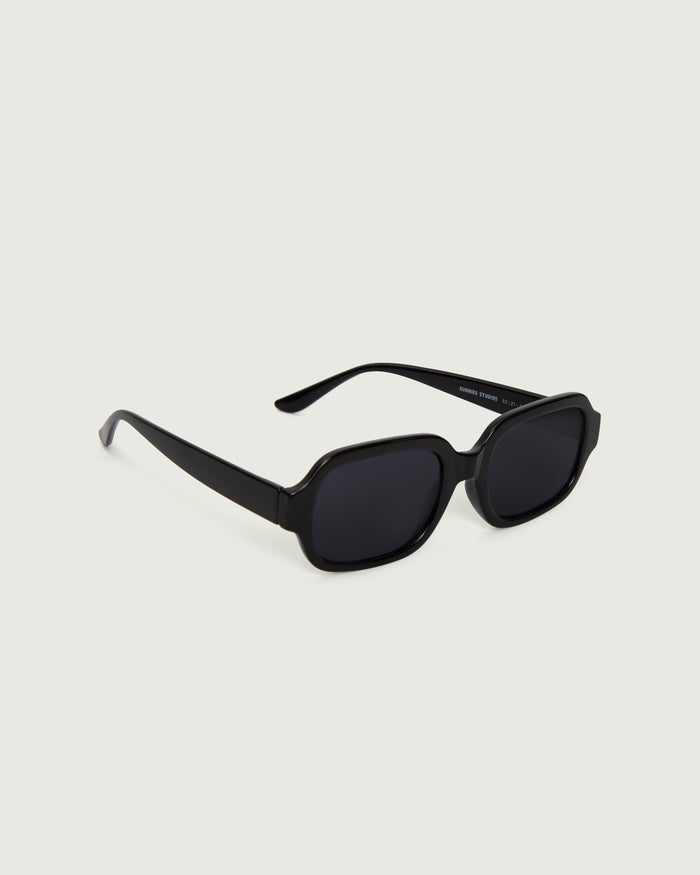 Ink::Bobbi Sunglasses square black recycled polyester front diagonal