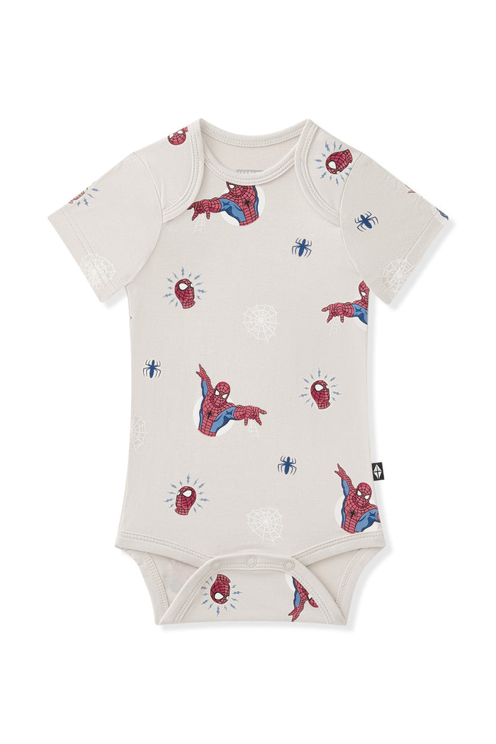 Oat Bodysuit with Spider-Man print on a white background