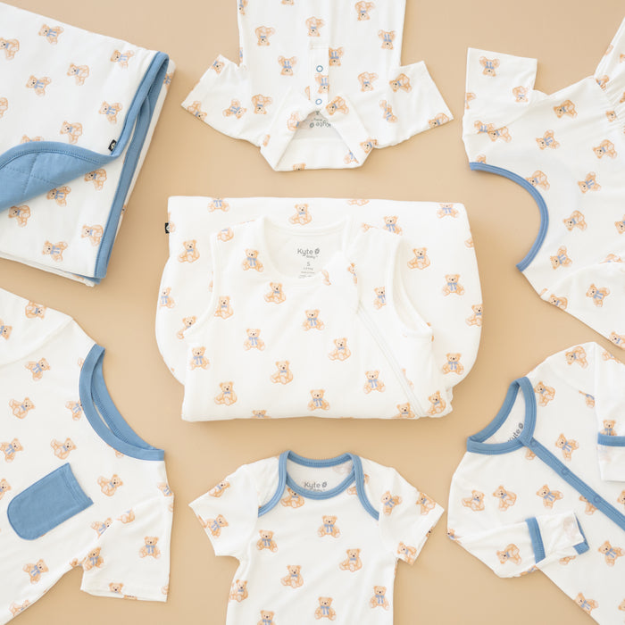Flat lay of Kyte Baby Teddy Bear Collection