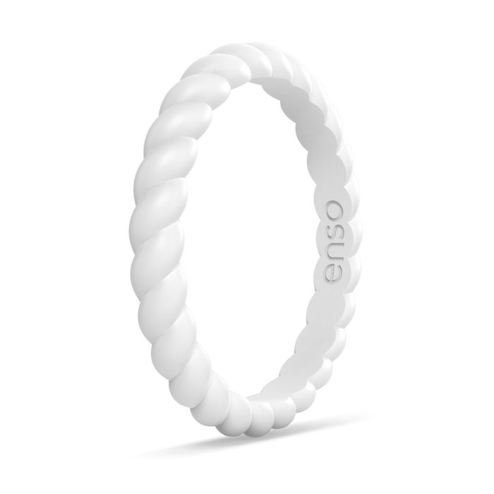 Braided Stackable Silicone Ring - Whitev
