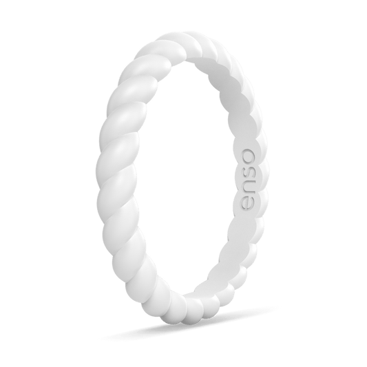 Braided Stackable Silicone Ring - Whitev