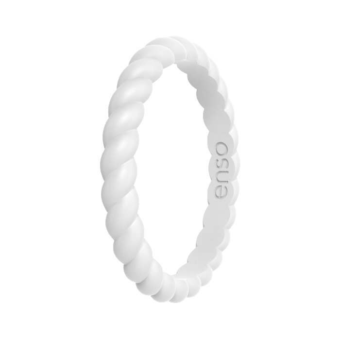 Braided Stackable Silicone Ring - White