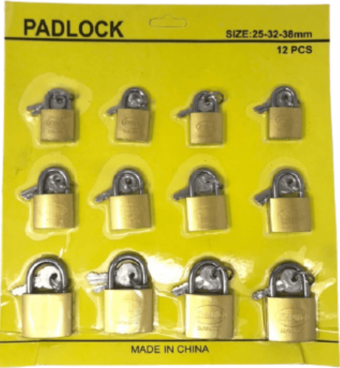 BRASS PADLOCK ON CARD 25/32/38/40/50/60 - 007027 mega