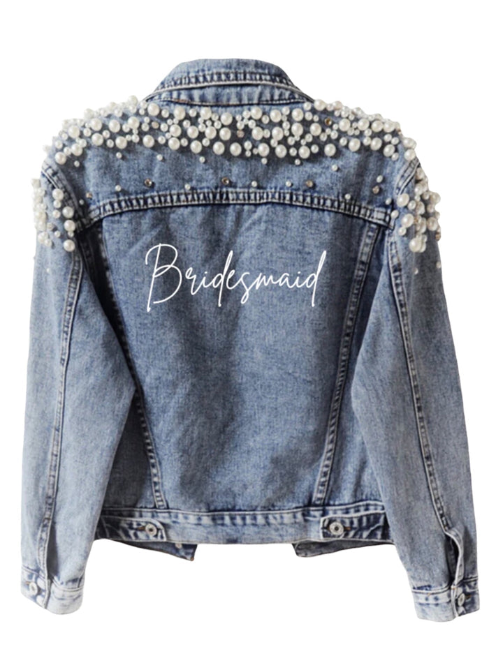 Bride Beaded Denim Jacket | Custom Embroidery Travellers Hat Boutique