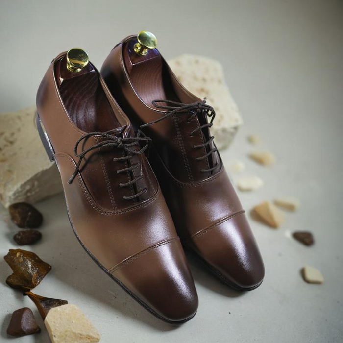 Brown Laise Formal All Leather Moccasin Shoes For Men's