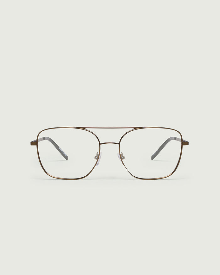 Rye::Bruno Eyeglasses pilot brown metal front