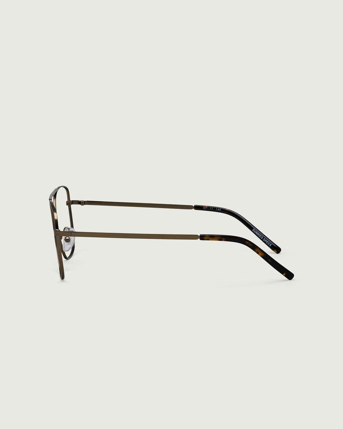 Rye::Bruno Eyeglasses pilot brown metal side