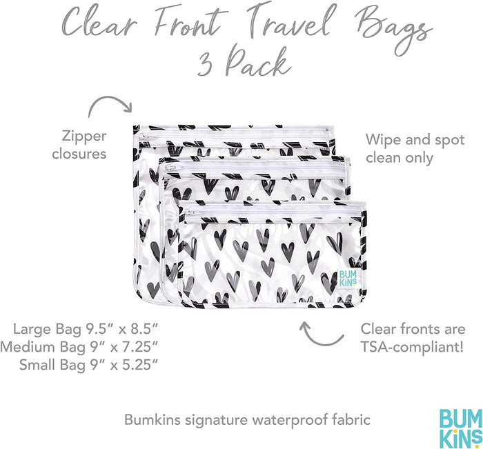 Bumkins Clear Travel Bag 3pack ZB3-10 TSA Compliant