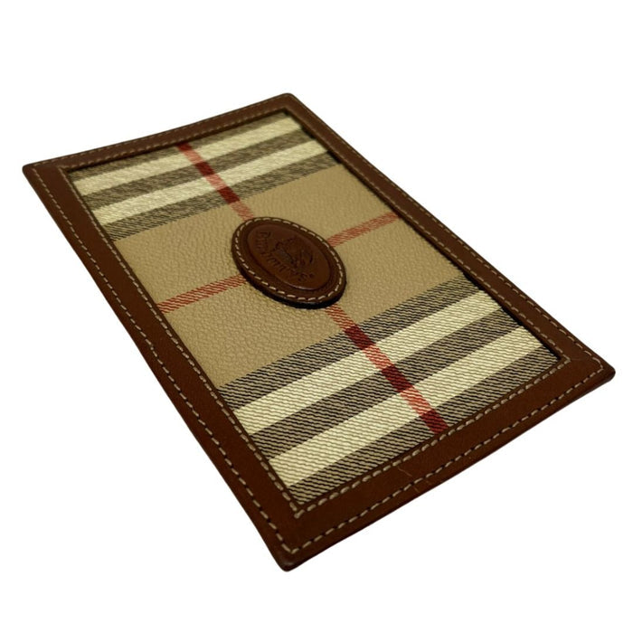 Burberry Notepad Beige Check Coated Canvas & Brown Leather