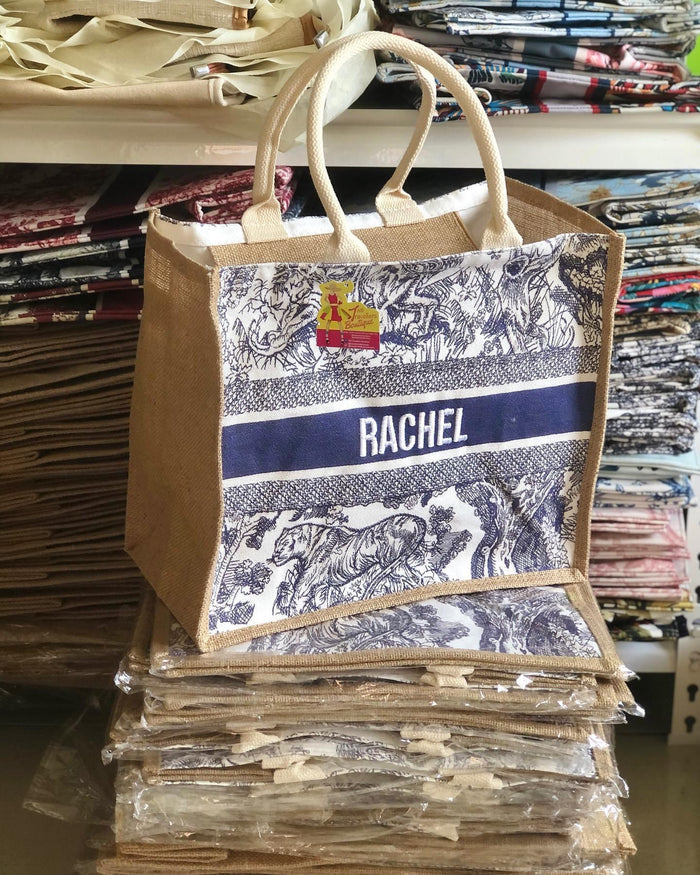 Burlap Book Tote - Travellers Hat Boutique