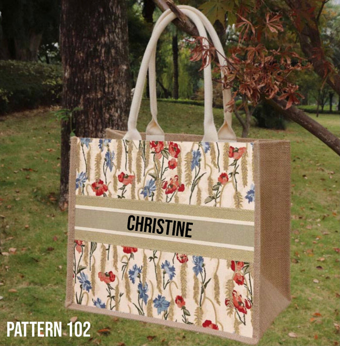 Burlap Book Tote - Travellers Hat Boutique