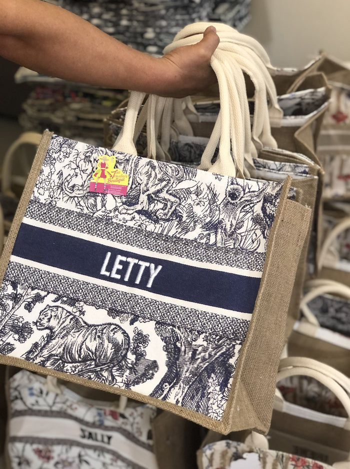 Burlap Book Tote - Travellers Hat Boutique