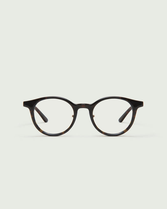 Dark Tort::Caine Eyeglasses round tort acetate front