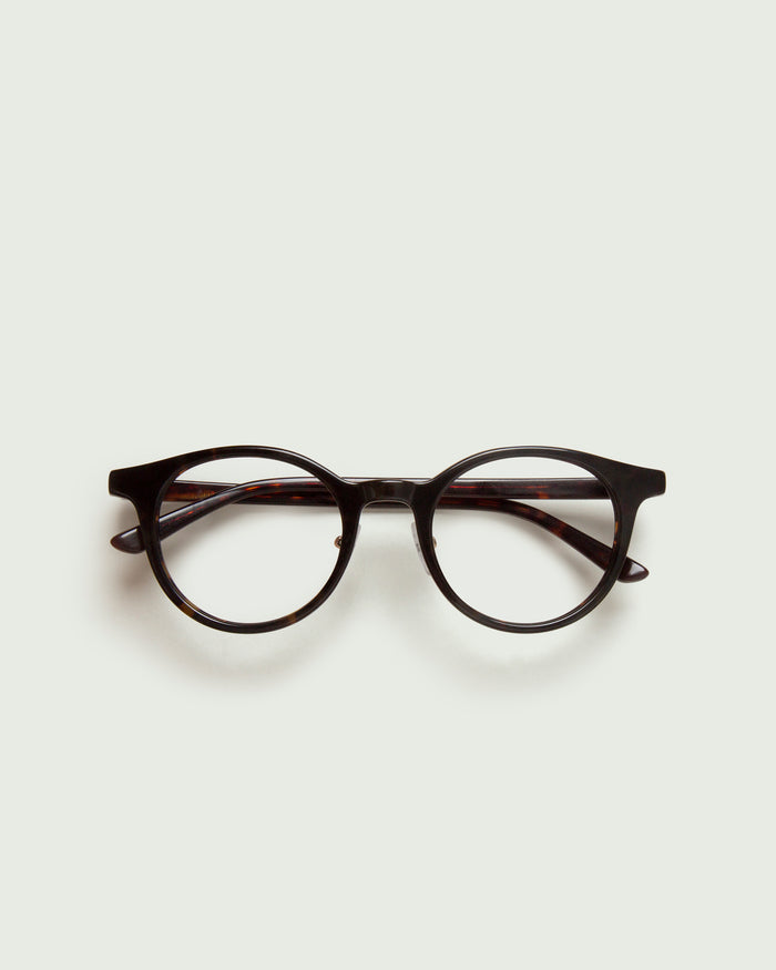 Dark Tort::Caine Eyeglasses round tort acetate top