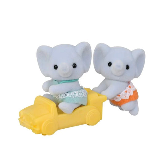 Calico Critters Elephant Twins with Pushcart