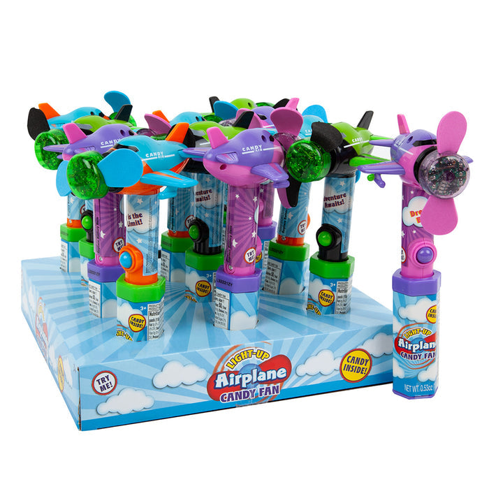 Candyrific Light Up Airplane Candy Fan Toys - 12 Count