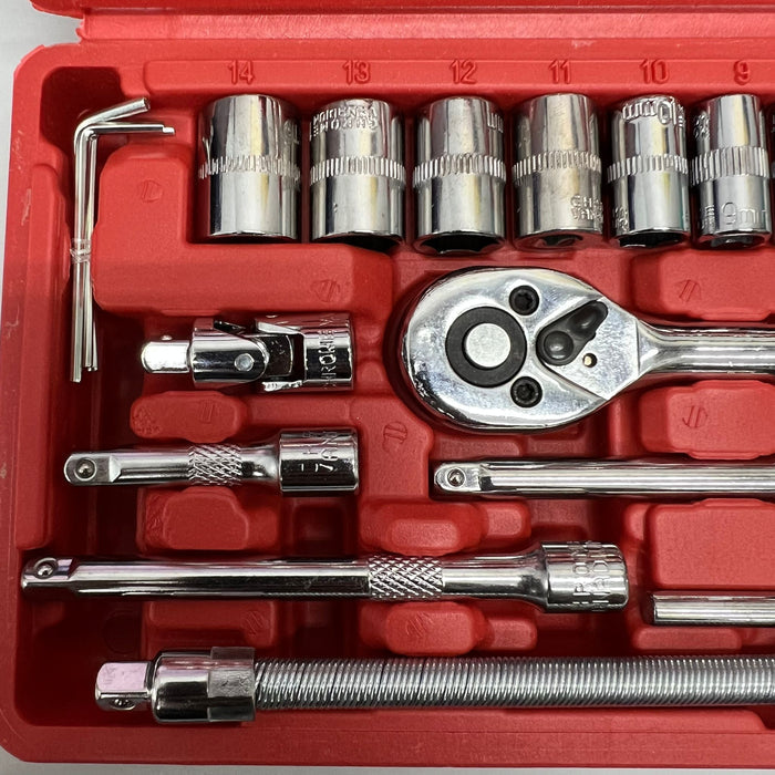 Car Repair Tool Kit 1/4Inch Socket Set Car Repair Tool Ratchet Torque Wrench Combo Auto Repairing Tool Set