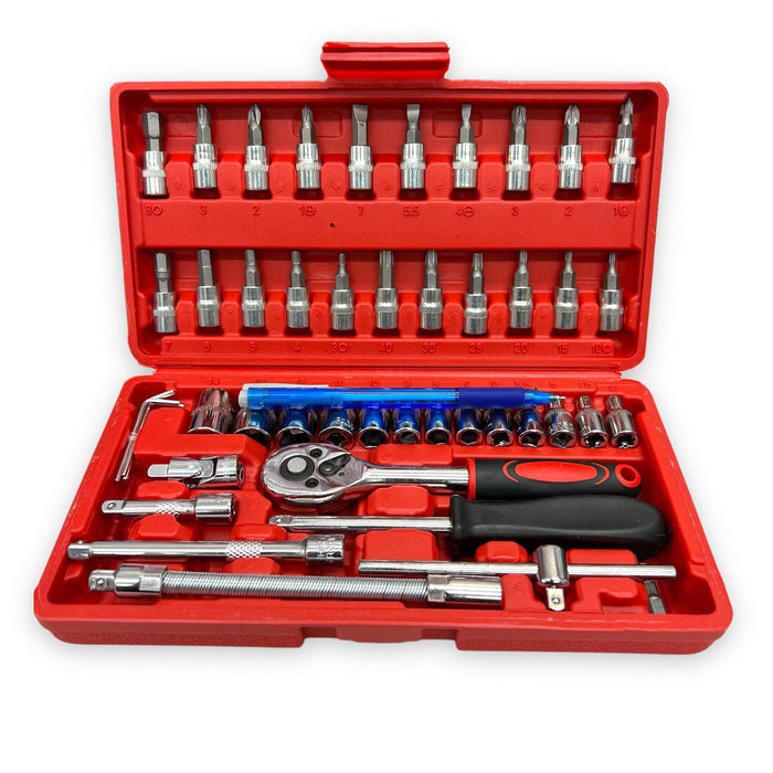 Car Repair Tool Kit 1/4Inch Socket Set Car Repair Tool Ratchet Torque Wrench Combo Auto Repairing Tool Set