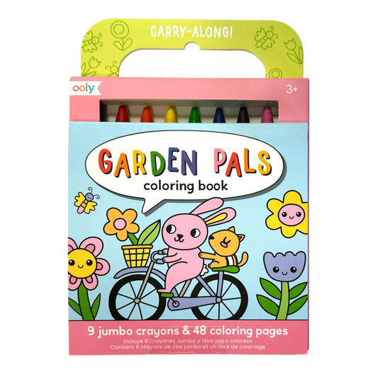 Front of packaging of Carry Along! Coloring Book and Crayon Set - Garden Pals