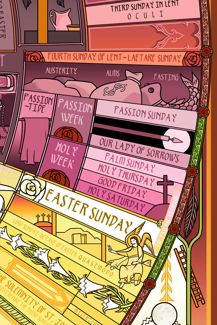 Catholic Liturgical Calendar Wheel Print, 24x36 Unframed