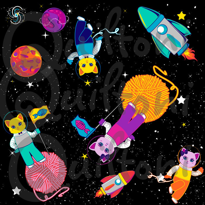Cats in Spaaace fabric from Animals in Spaaace Collection 60 inches WIDE!