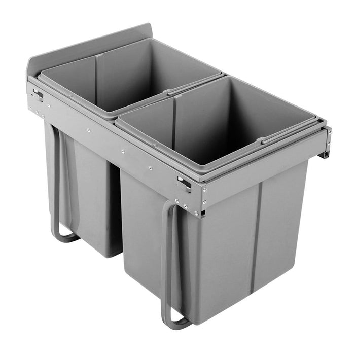 Cefito 2x20L Pull Out Bin - Grey -Home Living Store - -