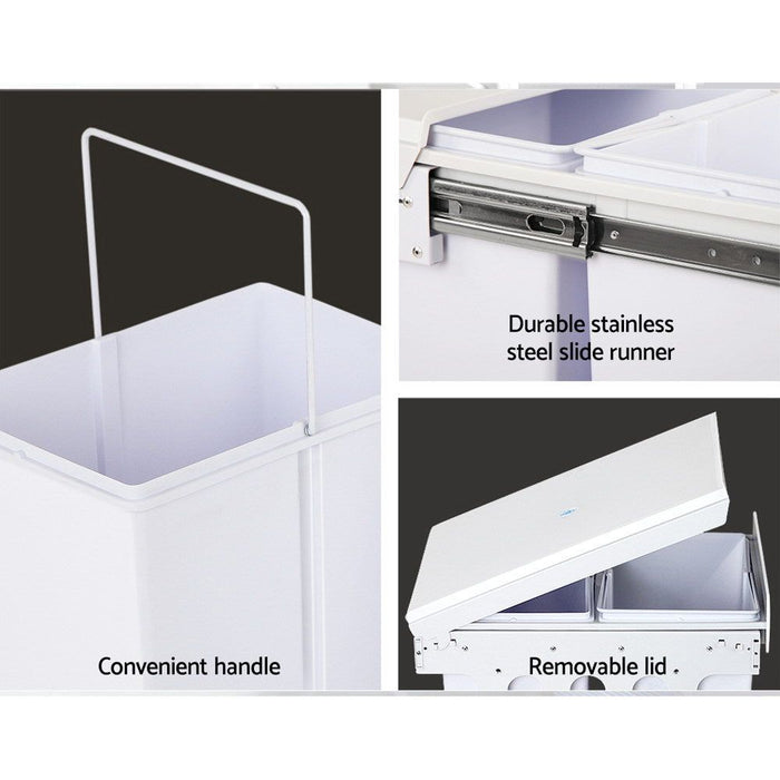 Cefito 2x20L Pull Out Bin - White -Home Living Store - -