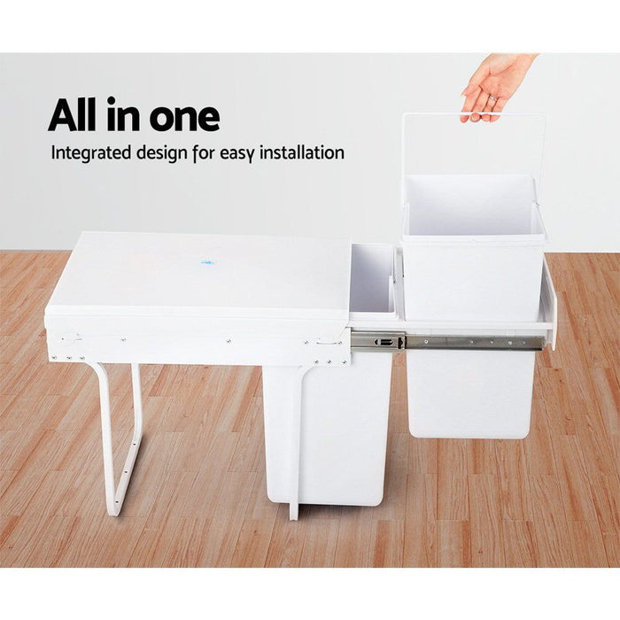 Cefito 2x20L Pull Out Bin - White -Home Living Store - -