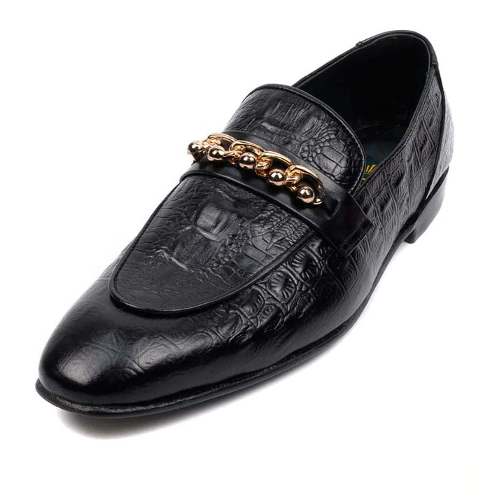 Chain Leather Moccasin Shoes